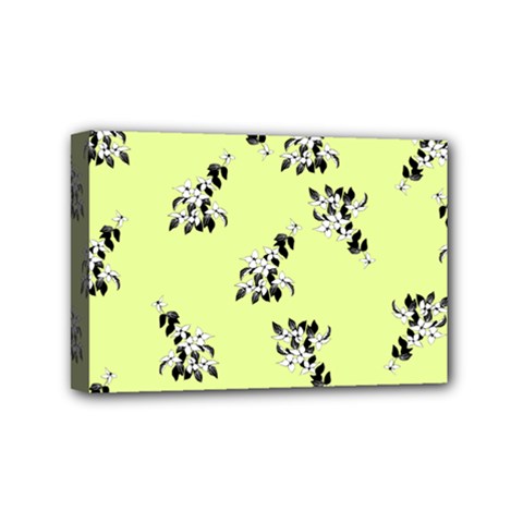 Black And White Vector Flowers At Canary Yellow Mini Canvas 6  X 4  (stretched) by Casemiro