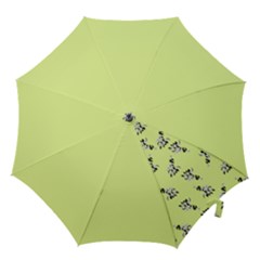 Black and white vector flowers at canary yellow Hook Handle Umbrellas (Small)