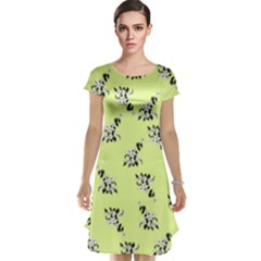 Black and white vector flowers at canary yellow Cap Sleeve Nightdress