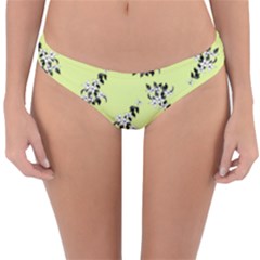 Black and white vector flowers at canary yellow Reversible Hipster Bikini Bottoms