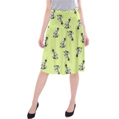 Black and white vector flowers at canary yellow Midi Beach Skirt