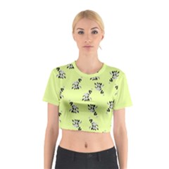 Black And White Vector Flowers At Canary Yellow Cotton Crop Top by Casemiro