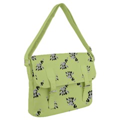 Black and white vector flowers at canary yellow Buckle Messenger Bag