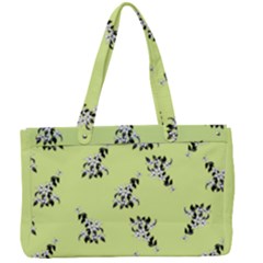 Black and white vector flowers at canary yellow Canvas Work Bag