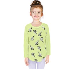 Black and white vector flowers at canary yellow Kids  Long Sleeve Tee