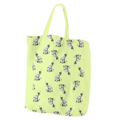 Black and white vector flowers at canary yellow Giant Grocery Tote