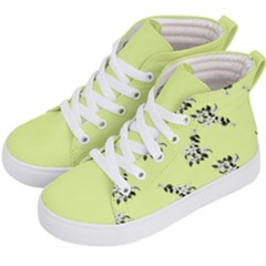 Black and white vector flowers at canary yellow Kids  Hi-Top Skate Sneakers