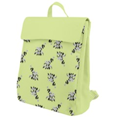 Black and white vector flowers at canary yellow Flap Top Backpack