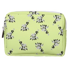Black and white vector flowers at canary yellow Make Up Pouch (Medium)