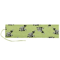 Black and white vector flowers at canary yellow Roll Up Canvas Pencil Holder (L)