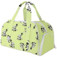 Black and white vector flowers at canary yellow Burner Gym Duffel Bag