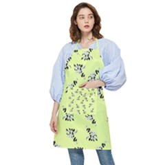 Black and white vector flowers at canary yellow Pocket Apron