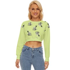 Black and white vector flowers at canary yellow Lightweight Long Sleeve Sweatshirt