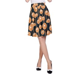 Orange Dandelions On A Dark Background A-line Skirt by SychEva