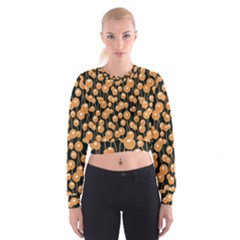 Orange Dandelions On A Dark Background Cropped Sweatshirt