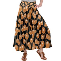 Orange Dandelions On A Dark Background Satin Palazzo Pants by SychEva