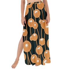 Orange Dandelions On A Dark Background Maxi Chiffon Tie-up Sarong by SychEva