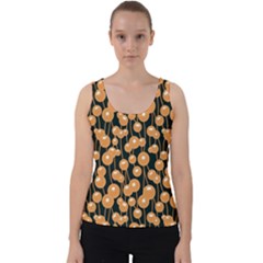 Orange Dandelions On A Dark Background Velvet Tank Top by SychEva