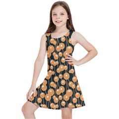 Orange Dandelions On A Dark Background Kids  Lightweight Sleeveless Dress by SychEva