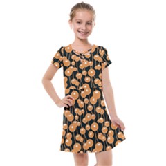 Orange Dandelions On A Dark Background Kids  Cross Web Dress by SychEva