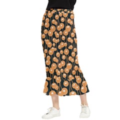 Orange Dandelions On A Dark Background Maxi Fishtail Chiffon Skirt by SychEva