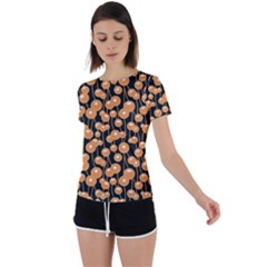 Orange Dandelions On A Dark Background Back Circle Cutout Sports Tee by SychEva