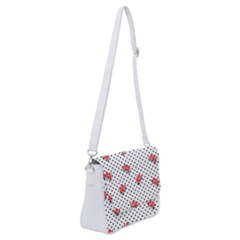 Red Vector Roses And Black Polka Dots Pattern Shoulder Bag With Back Zipper by Casemiro