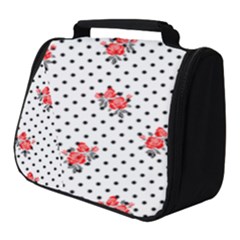 Red Vector Roses And Black Polka Dots Pattern Full Print Travel Pouch (small) by Casemiro