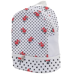 Red Vector Roses And Black Polka Dots Pattern Zip Bottom Backpack by Casemiro