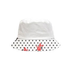 Red Vector Roses And Black Polka Dots Pattern Inside Out Bucket Hat (kids) by Casemiro