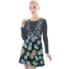 Multi-colored Circles Plunge Pinafore Velour Dress by SychEva