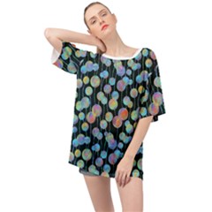 Multi-colored Circles Oversized Chiffon Top by SychEva