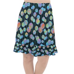 Multi-colored Circles Fishtail Chiffon Skirt by SychEva