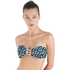 Multi-colored Circles Twist Bandeau Bikini Top by SychEva