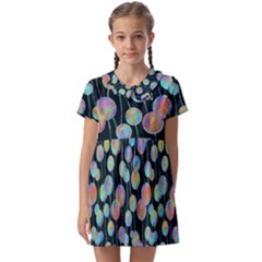 Multi-colored Circles Kids  Asymmetric Collar Dress by SychEva
