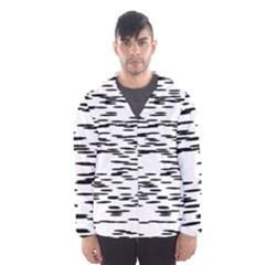 Black And White Abstract Pattern, Ovals Men s Hooded Windbreaker