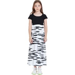 Black And White Abstract Pattern, Ovals Kids  Flared Maxi Skirt by Casemiro