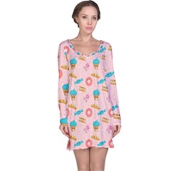 Funny Sweets With Teeth Long Sleeve Nightdress by SychEva