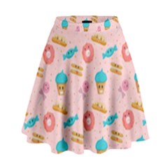 Funny Sweets With Teeth High Waist Skirt by SychEva