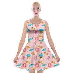 Funny Sweets With Teeth Velvet Skater Dress by SychEva