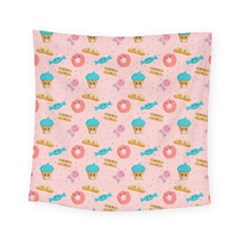 Funny Sweets With Teeth Square Tapestry (small) by SychEva