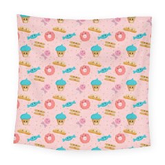 Funny Sweets With Teeth Square Tapestry (large) by SychEva