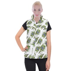 Peacock Feather Women s Button Up Vest