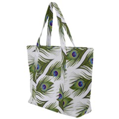 Peacock Feather Zip Up Canvas Bag