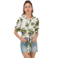 Peacock Feather Tie Front Shirt 