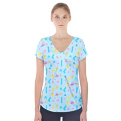 Arcade Dreams Blue  Short Sleeve Front Detail Top by thePastelAbomination