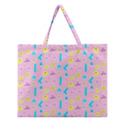 Arcade Dreams Pink Zipper Large Tote Bag by thePastelAbomination