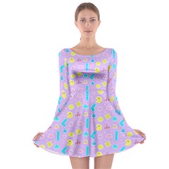 Arcade Dreams Lilac Long Sleeve Skater Dress by thePastelAbomination