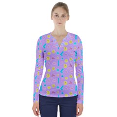 Arcade Dreams Lilac V-neck Long Sleeve Top by thePastelAbomination