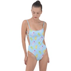 My Adventure Blue Tie Strap One Piece Swimsuit by thePastelAbomination